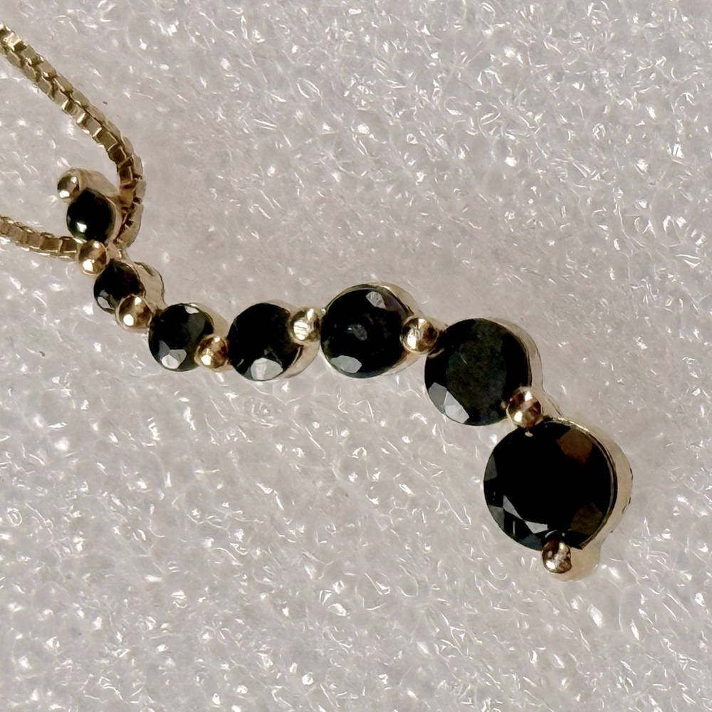 18K Over Sterling Silver 18” Necklace With A Blue Sapphire Pendent.